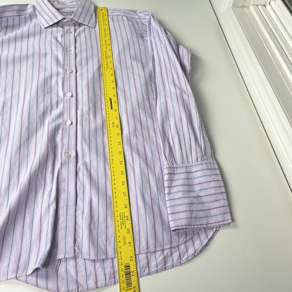 Turnbull‎ & Asser Dress Shirt Men 17 43 Exclusive Striped England Double Cuff - Picture 11 of 16